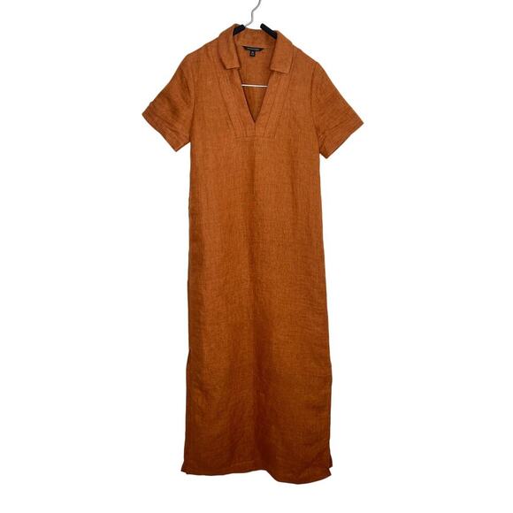 Banana Republic Short Sleeve Utility Linen Maxi Dress Pottery Clay Women's XS - Picture 2 of 9
